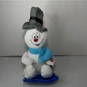 Gemmy Frosty The Snowman Animated Plush Sled Tobbogan Moves Wobble Music Motion